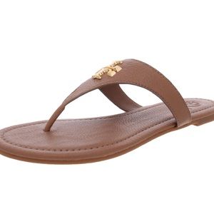 Tory Burch Bryce Flat Thong Brown Leather Sandals Size 10.5